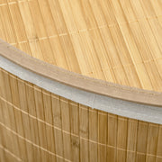 Bamboo Laundry Basket With Lid And Removable Liner 55L For Corner Storage, Natural