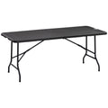 Folding 6 Seater Rectangular Garden Dining Table with HDPE Top and Steel Frame Charcoal Grey by Outsunny