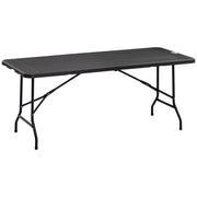 Folding 6 Seater Rectangular Garden Dining Table with HDPE Top and Steel Frame Charcoal Grey by Outsunny