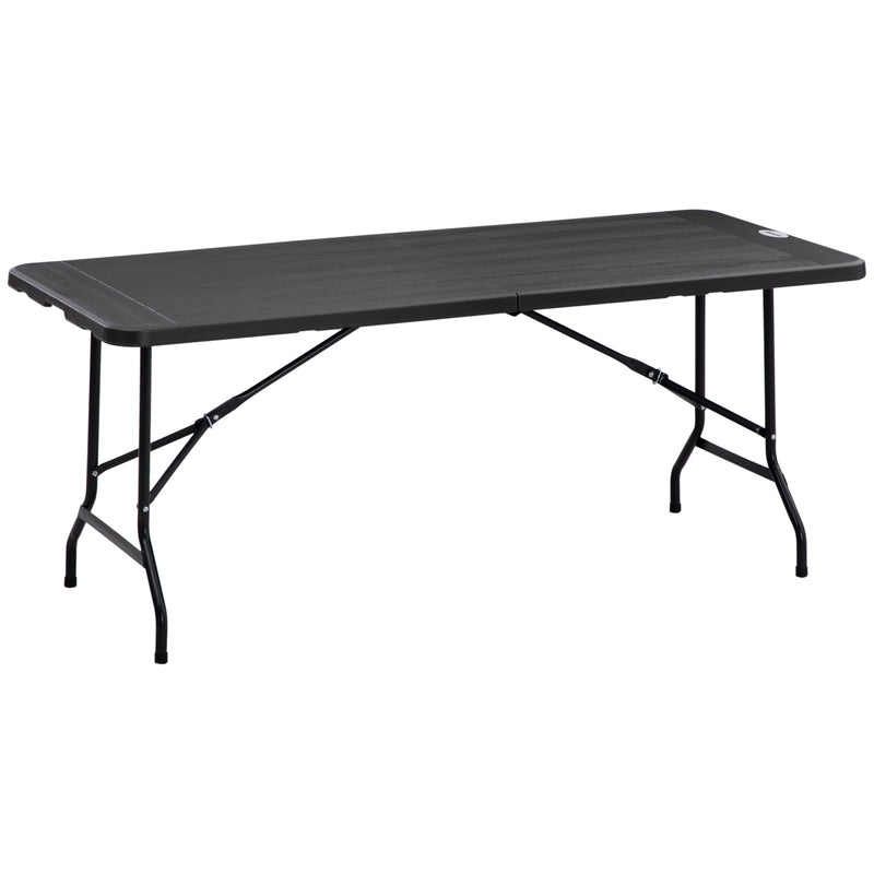 Folding 6 Seater Rectangular Garden Dining Table with HDPE Top and Steel Frame Charcoal Grey by Outsunny