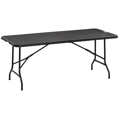 Folding 6 Seater Rectangular Garden Dining Table with HDPE Top and Steel Frame Charcoal Grey by Outsunny