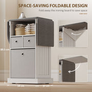 Close-up of the ironing board cabinet folded down to 89.5 cm high