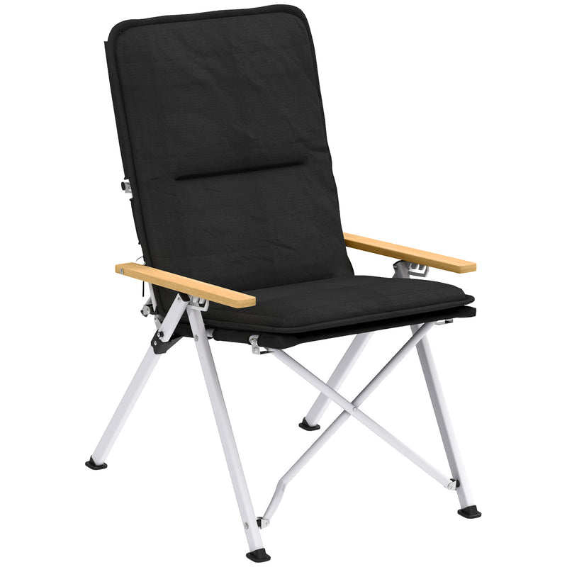 Adjustable Folding Camping Chair with Padded Seat and Backrest Support Black