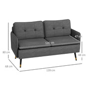 Modern Dark Grey Two Seater Loveseat Sofa With Cushions and Steel Legs by HOMCOM