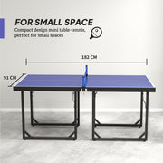Foldable Indoor Outdoor Table Tennis Table with Net and Easy Storage 6ft Blue AOSOM