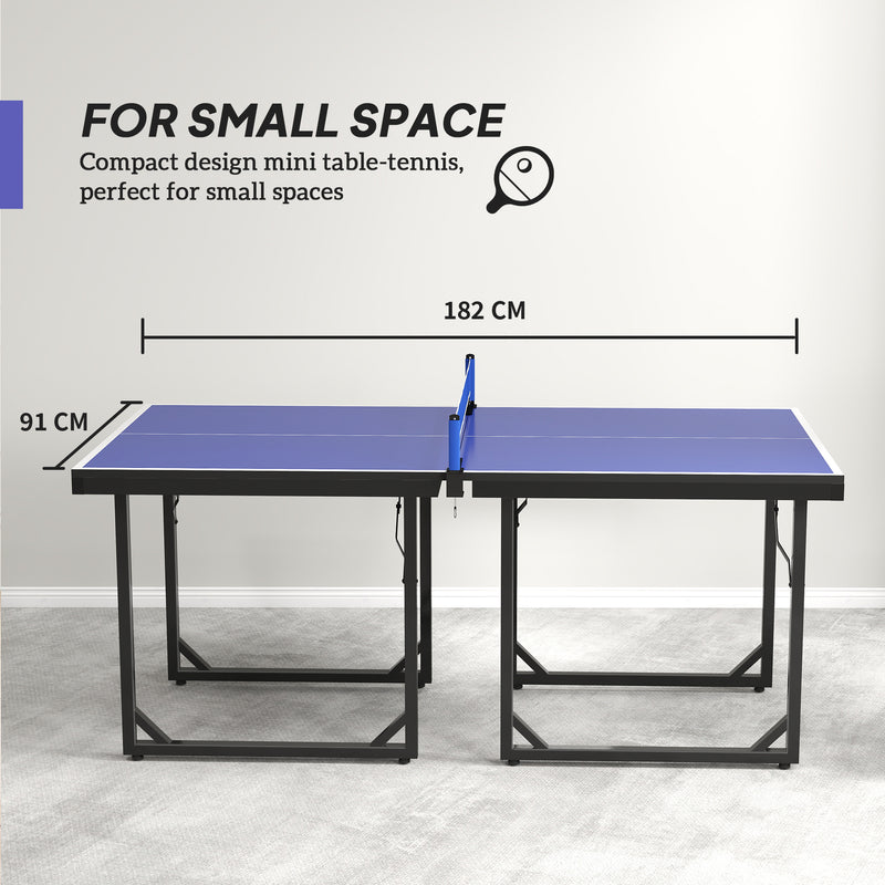Foldable Indoor Outdoor Table Tennis Table with Net and Easy Storage 6ft Blue AOSOM