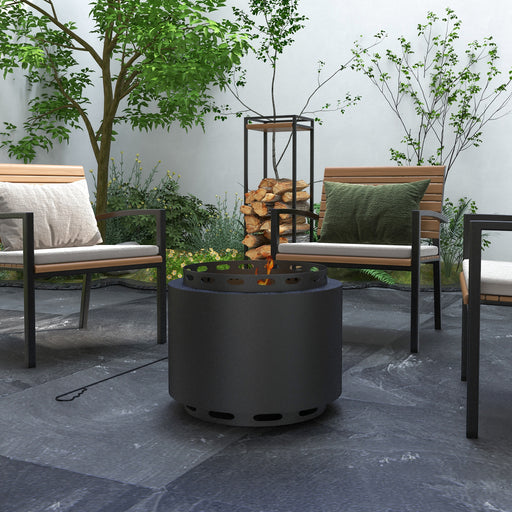 Portable Smokeless Fire Pit 48cm Wood Burning Metal Heater With Poker For Garden Camping