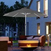 Grey 3m Garden Parasol with Solar LED Lights for Shaded Outdoor Seating