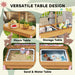 Kids Picnic Table Set with Foldable Umbrella Cushions Storage Boxes Flamingo Design Pink by AIYAPLAY