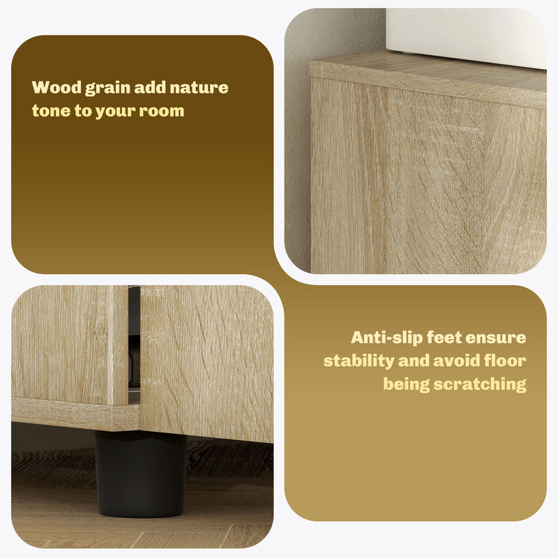 Two Tier Lockable Office Storage Cabinet Oak Finish by Vinsetto