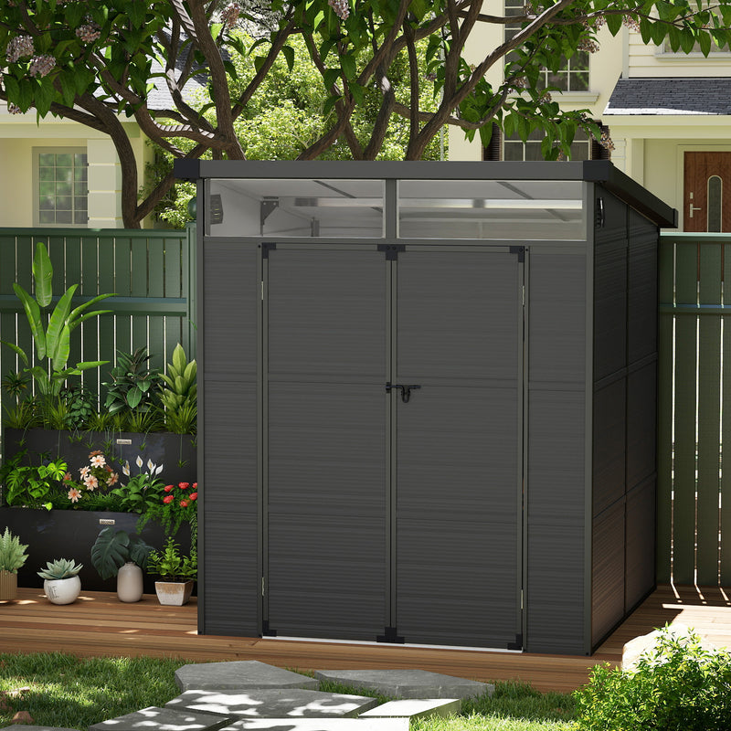 6 x 6ft Outdoor Plastic Garden Shed with Windows and Ventilation by Outsunny