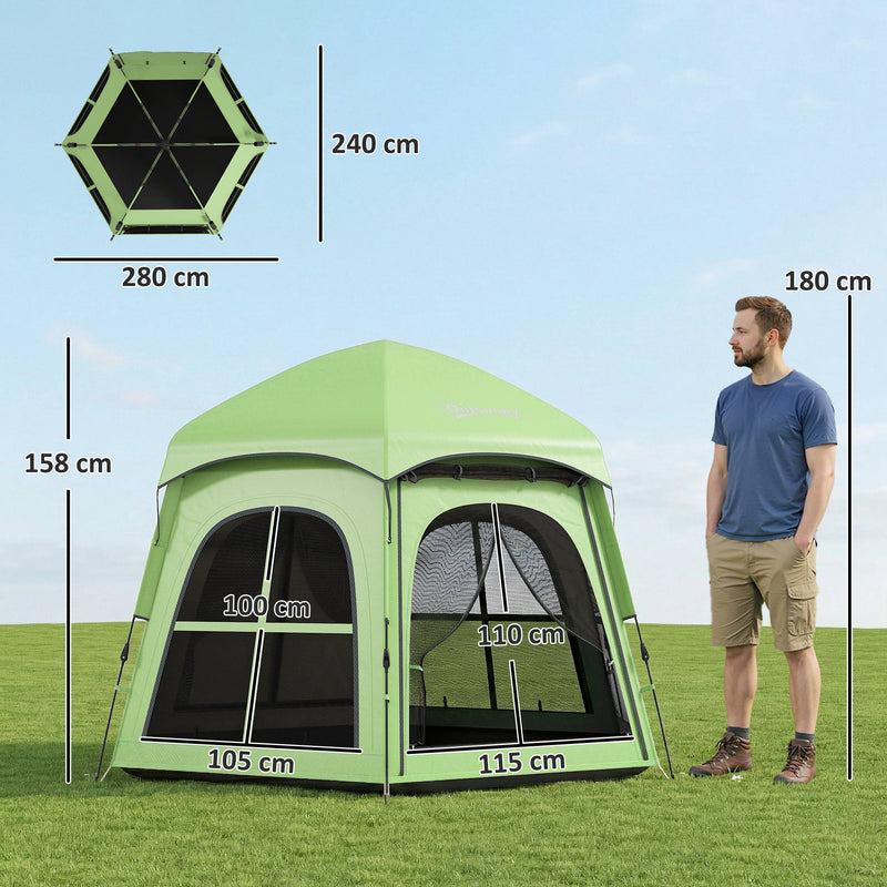 Pop Up Family Tent for Quick Camping Shelter with Blackout Lining and UV Protection Green