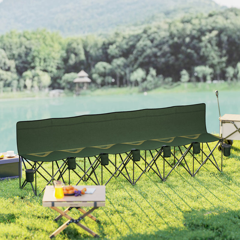 Folding 6 Seater Camping Bench for Easy Group Seating with Carry Bag Green