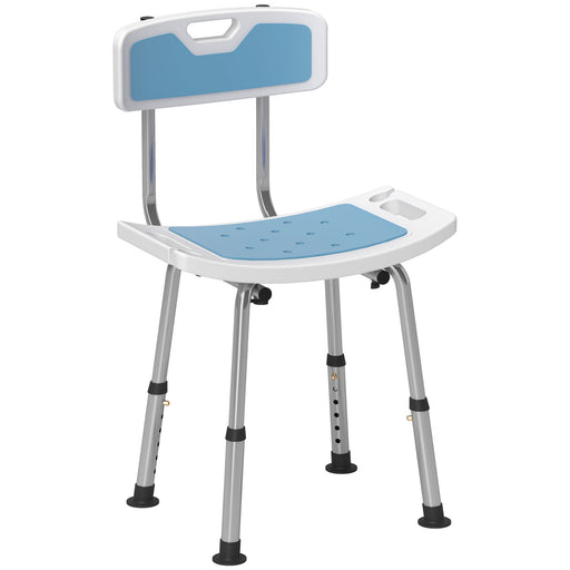 Height Adjustable Shower Chair with Backrest and Anti-Slip Feet by HOMCOM