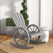 Grey Wooden Adirondack Rocking Chair Reclining Garden Armchair by Outsunny