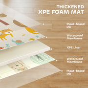 Foldable Reversible Baby Play Mat Waterproof and Soft for Crawling and Tummy Time Animal Print AOSOM