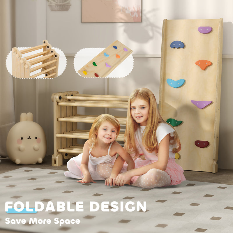 3 in 1 Kids Climbing Frame with Slide Foldable Indoor Playset for Ages 2 to 6, White