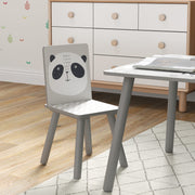 Grey Kids Table and Chair Set with 2 Chairs for Ages 3-8 Years by ZONEKIZ