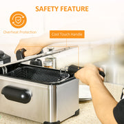 3 Litre Deep Fat Fryer with Timer Adjustable Temperature and Viewing Window Silver