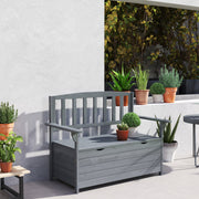 Grey Two Seater Wooden Garden Storage Bench With Storage by Outsunny