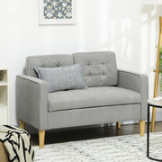 2 Seater Sofa with Hidden Storage and Wooden Legs for Small Spaces Light Grey