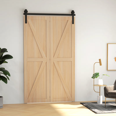 Sliding Door Track Kit for Folding Doors Space Saving and Quiet Operation Black AOSOM