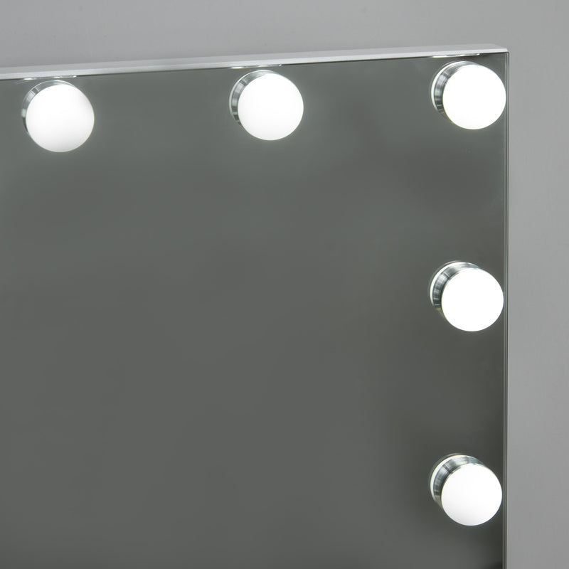 White Hollywood Makeup Mirror With 12 Dimmable LED Bulbs For Dressing Table Use