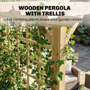3x3m Wooden Garden Pergola with Trellis for Natural Shade and Privacy Nature Wood Finish Outsunny