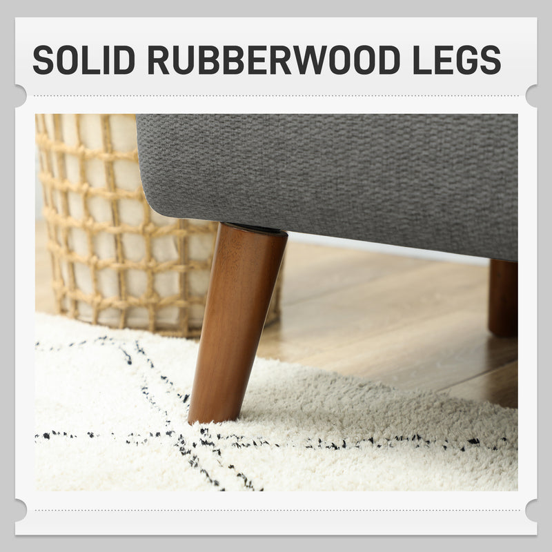 Grey Velvet 2 Seater Sofa with Thick Padding and Wooden Legs by HOMCOM