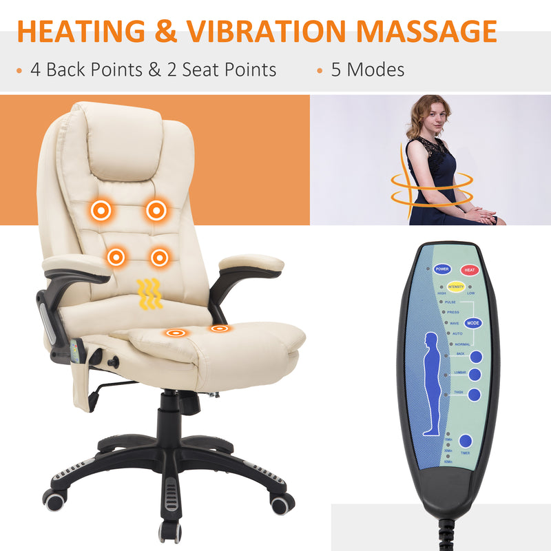 Massage Office Chair with Heat and Adjustable Recline for All Day Comfort Beige