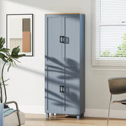 Freestanding Kitchen Pantry Cabinet with Adjustable Shelves for Storage, Grey Wood Effect