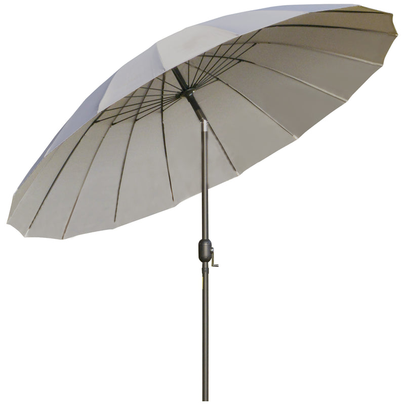 Light Grey 2.5m Tilting Garden Parasol With Pleated Canopy For Sun Protection
