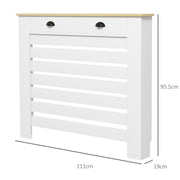 Radiator Cover With Top Drawer Storage Fits 111cm Width Ideal For Hiding Heaters, White