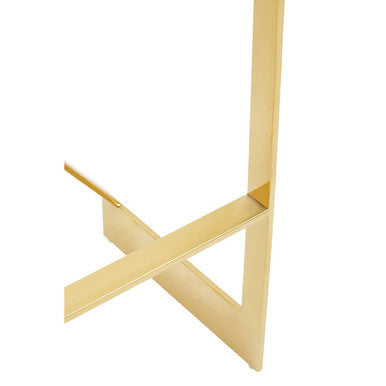 Close-up of gold finish frame and lower rail detail