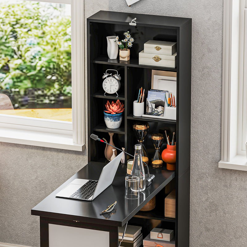 Black Three Part Work Desk with Storage and Writing Board by HOMCOM
