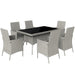 Grey 7 Seater Rattan Dining Set with Cushions for Garden and Patio by Outsunny