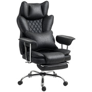 Black Reclining Office Chair With Lumbar Support Pillow For All Day Comfort