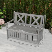 Grey 2 Seater Wooden Garden Storage Bench for Patio and Porch by Outsunny
