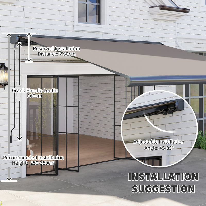 Light Grey 3 x 2.5 m Electric Retractable Awning with Remote UV50+ Sun Shade Canopy by Outsunny