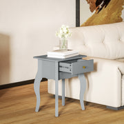 French Style Side Table With Storage Drawer Ideal For Bedrooms Or Living Rooms, Grey
