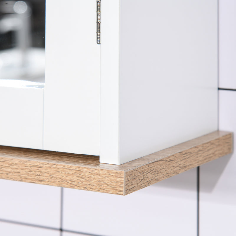 White Bathroom Furniture Set with Mirror Cabinet and Sink Storage by kleankin