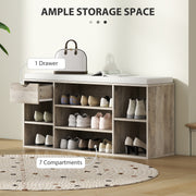 Grey Shoe Storage Bench With Cushioned Seat Ideal For Hallway Or Bedroom Organisation