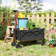 160L Folding Festival Trolley Cart with Tailgate and Carry Bag Black and Orange by Outsunny