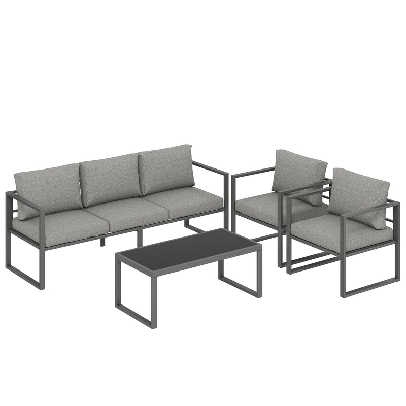 Garden Furniture Set with Cushions and Rust Resistant Frame for Relaxing Outdoors, Dark Grey