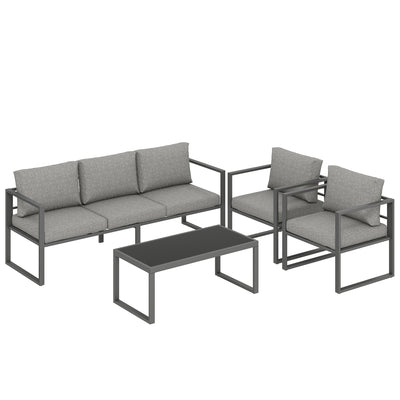 Garden Furniture Set with Cushions and Rust Resistant Frame for Relaxing Outdoors, Dark Grey Outsunny