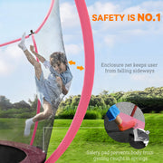 10ft Garden Trampoline with Safety Net for Family Outdoor Play Pink AOSOM