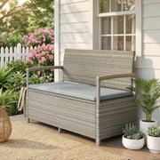 Garden Storage Bench with Hidden Compartment and Cushioned 2 Seater for Tidy Patios Light Grey Outsunny
