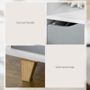 Set of 2 Bedside Tables with Storage Shelves and Drawers for Bedroom White and Grey AOSOM