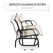 Cream 2 Seater Garden Glider Bench With Steel Frame For Patio Porch Or Outdoor Use