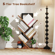 Four Section Tree Bookcase With Open Shelves For Living Room Or Bedroom, Wood Effect